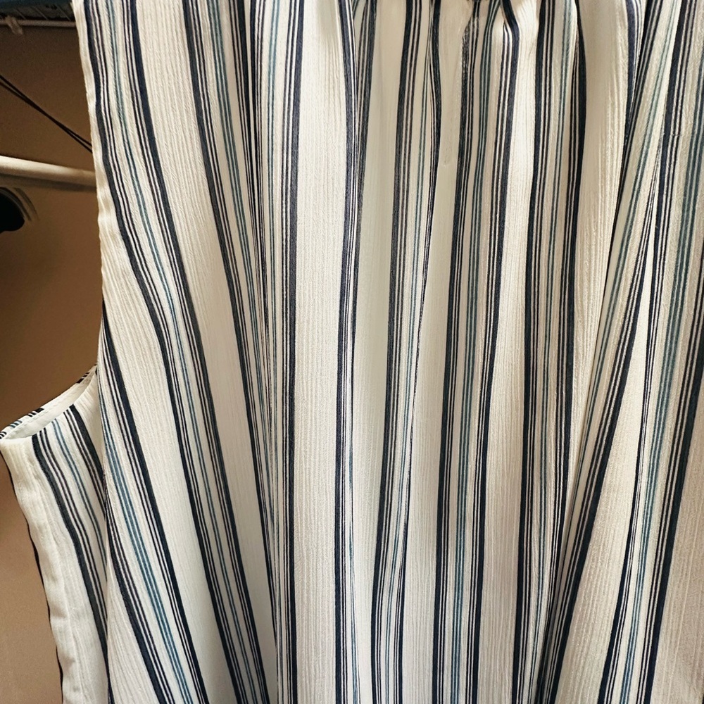 Ann Taylor White and Blue Striped Blouse